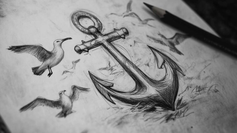 Anchor Tattoo Sketch 4K HD Designs
