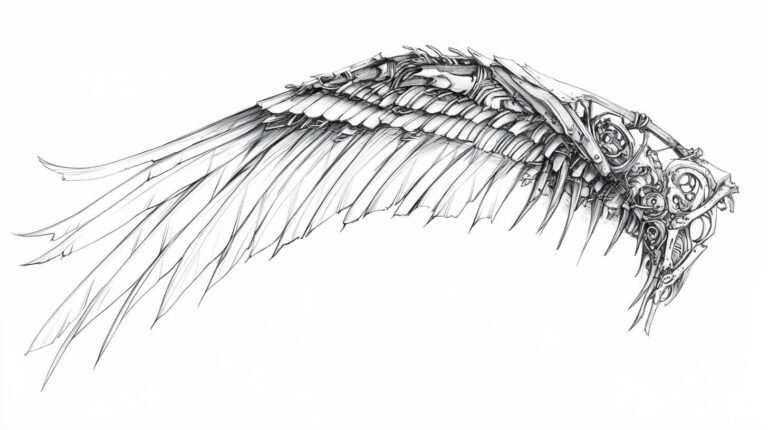 Angel Wing Tattoo Sketch 4K HD Designs