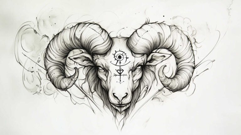 Aries Tattoo Sketch 4K HD Designs