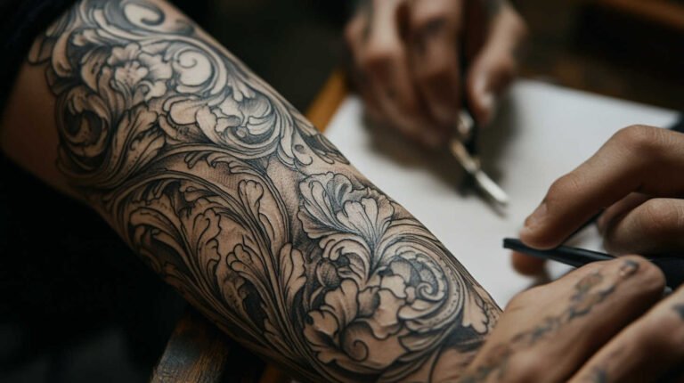 Arm Sleeve Tattoo Sketch 4K HD Designs