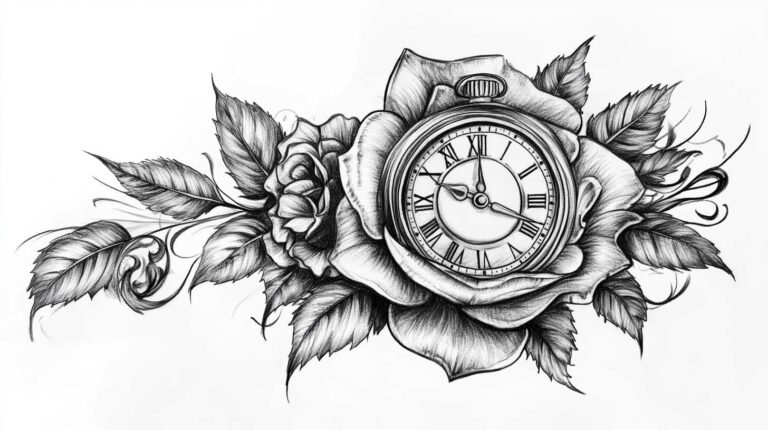 Black Rose Tattoo Sketch 4K HD Designs