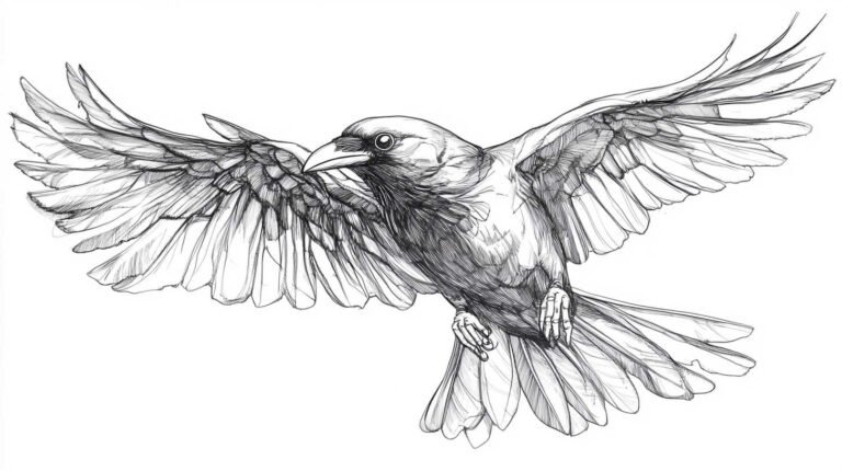 Crow Tattoo Sketch 4K HD Designs