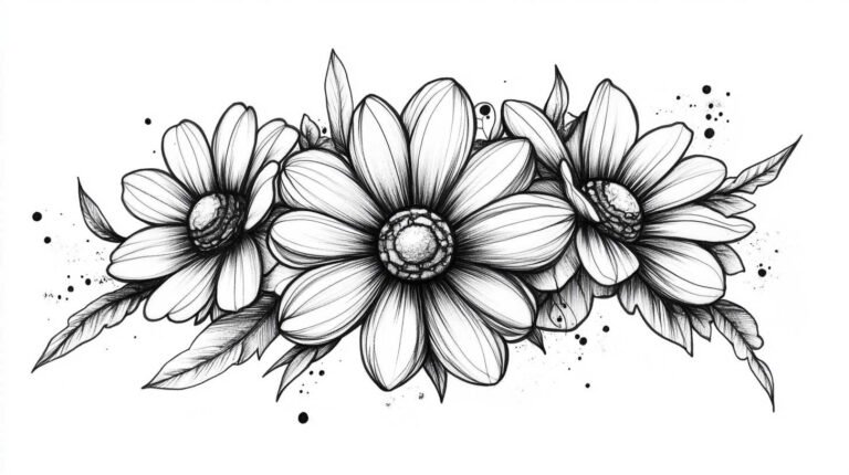 Daisy Tattoo Sketch 4K HD Designs