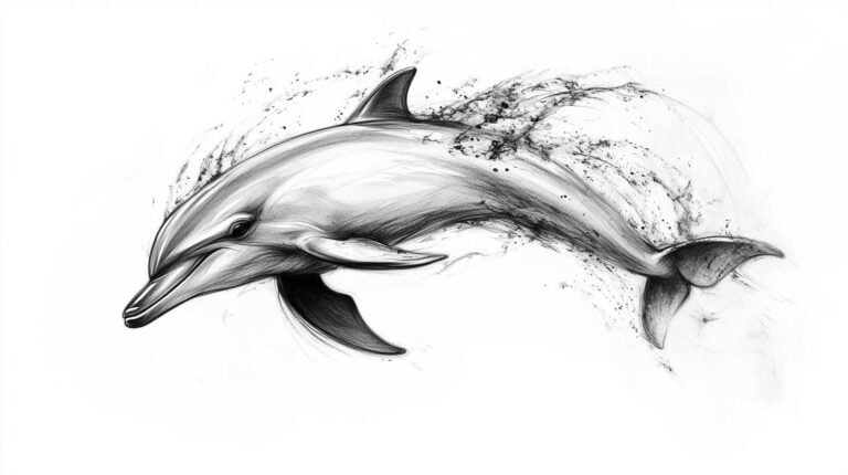 Dolphin Tattoo Sketch 4K HD Designs
