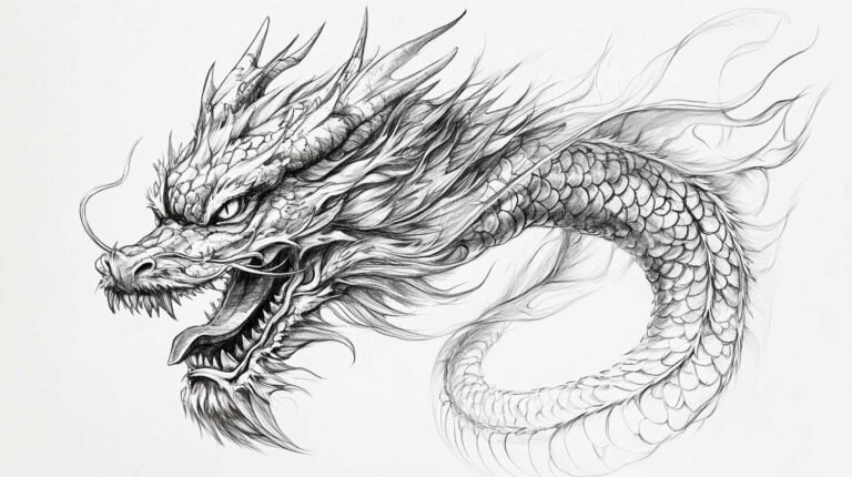 Dragon Tattoo Sketch 4K HD Designs