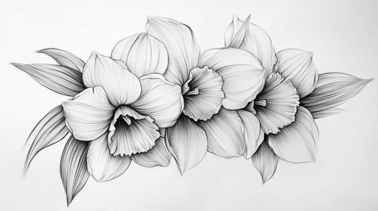Daffodil Tattoo Sketch 4K HD Designs