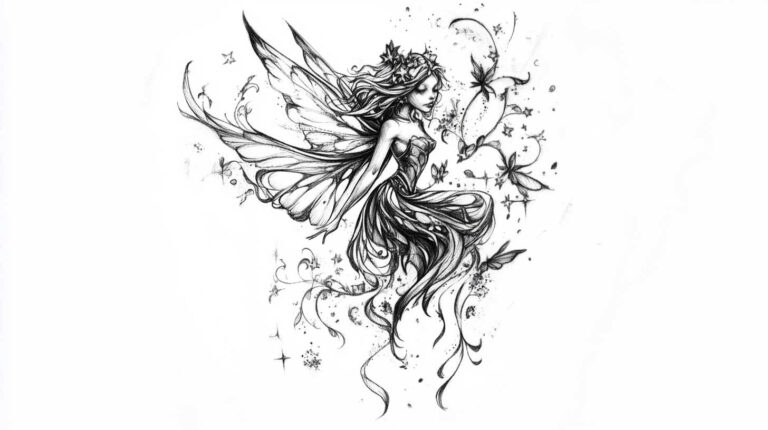Fairy Tattoo Sketch 4K HD Designs
