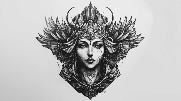 Goddess Tattoo Sketch 4K HD Designs