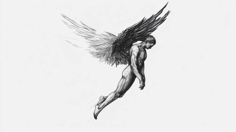 Fallen Angel Tattoo Sketch 4K HD Designs