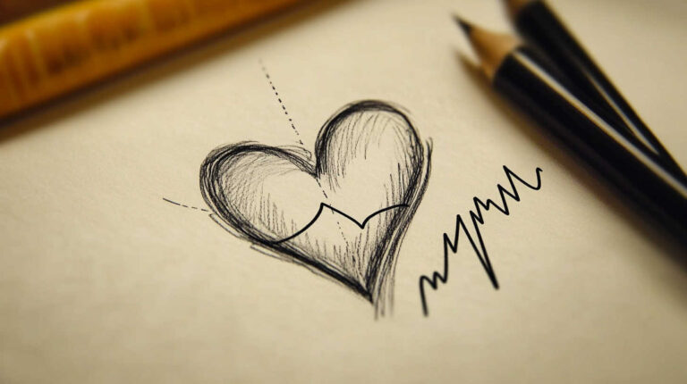 Heartbeat Tattoo Sketch 4K HD Designs