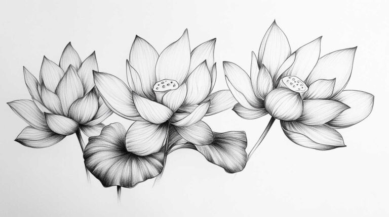 Lotus Tattoo Sketch 4K HD Designs