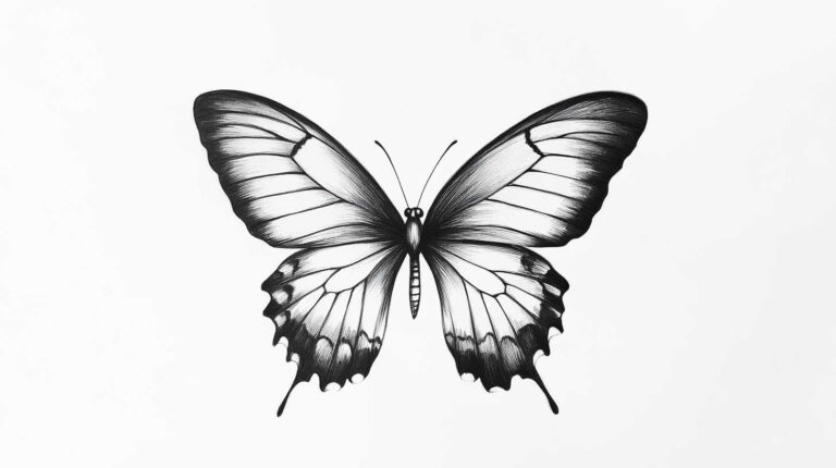 Simple Butterfly Tattoo Sketch 4K HD Designs